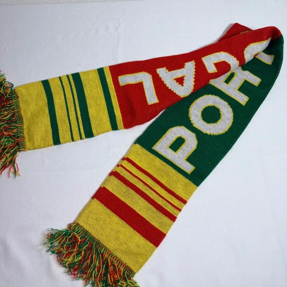 Portugal football soccer Scarf 54 x 6 inch Red Green Yellow Knit Fringed Scarf